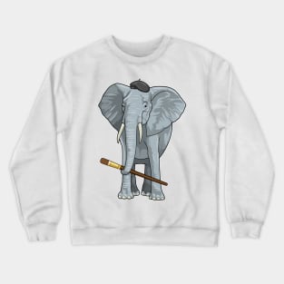 Elephant as Painter with Paint brush Crewneck Sweatshirt